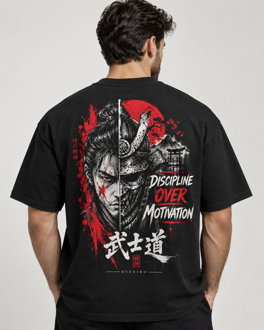 DISCIPLINE OVER MOTIVATION Oversized Graphic T-Shirt