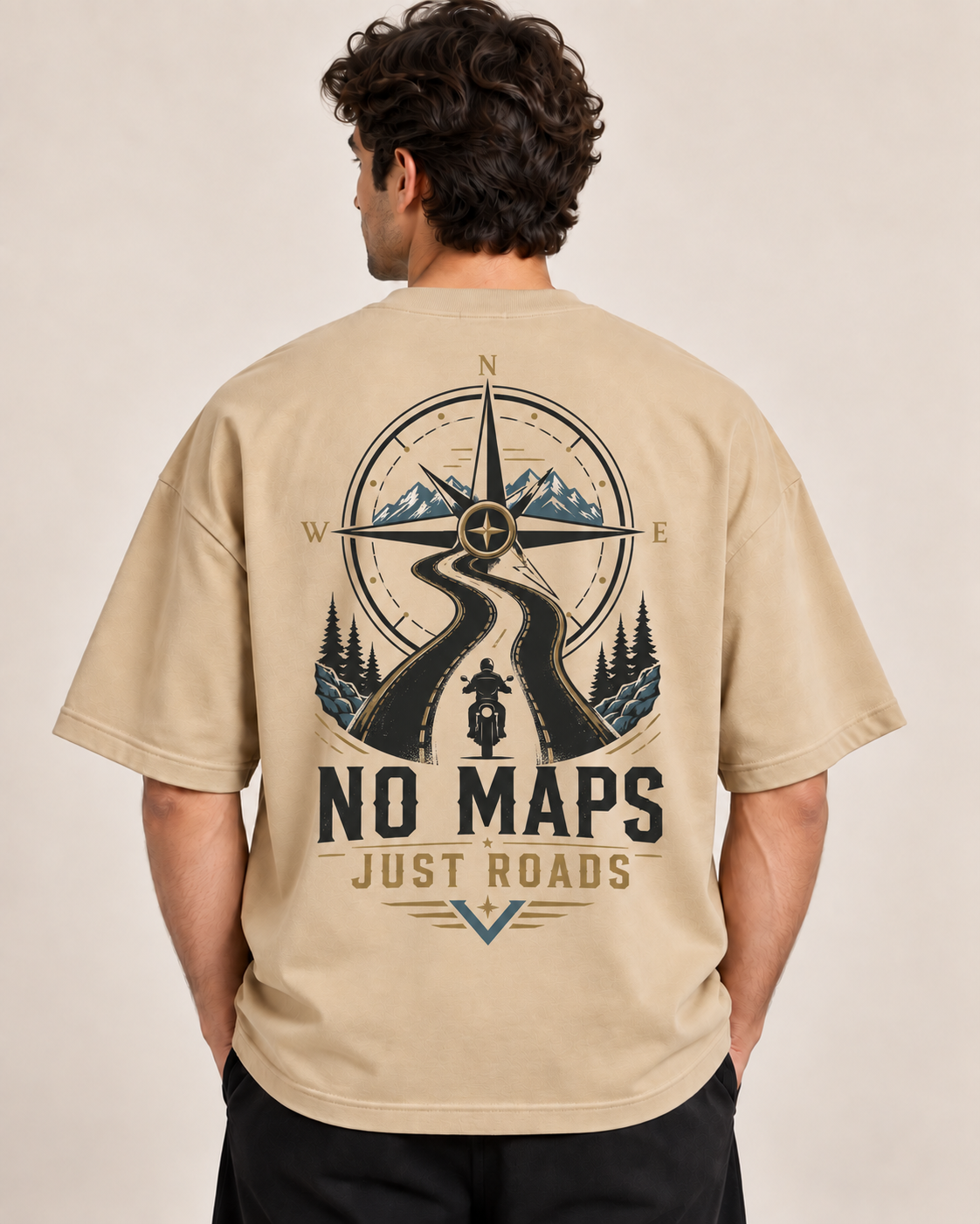 RIDE TRUE – No Maps Oversized Biker T-Shirt