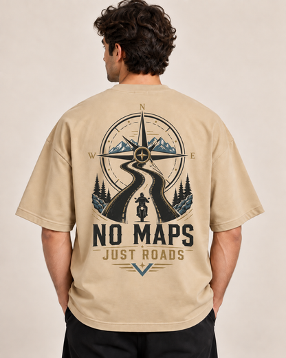 RIDE TRUE – No Maps Oversized Biker T-Shirt