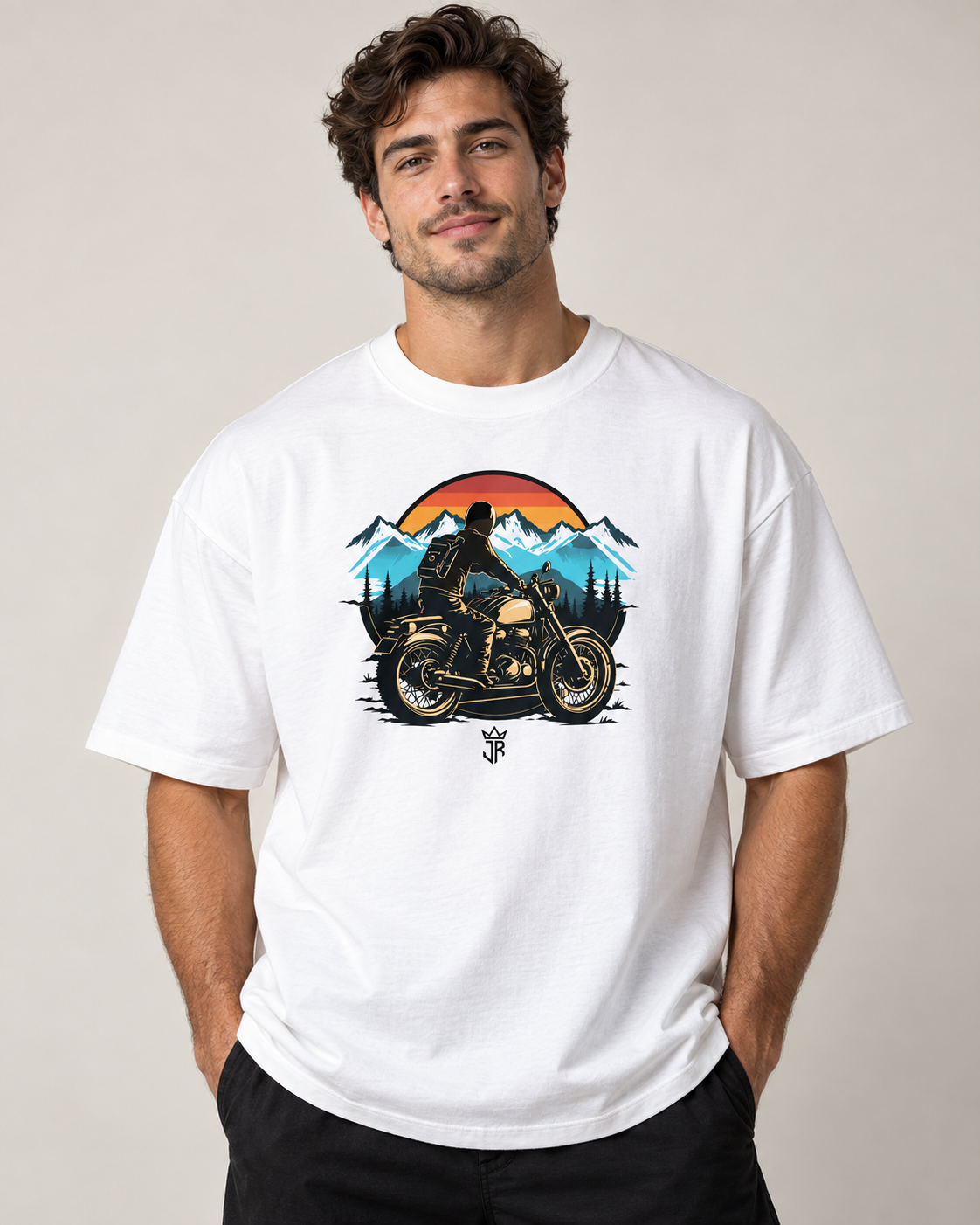 ROADBORN Mountain Rider Oversized Biker T-Shirt