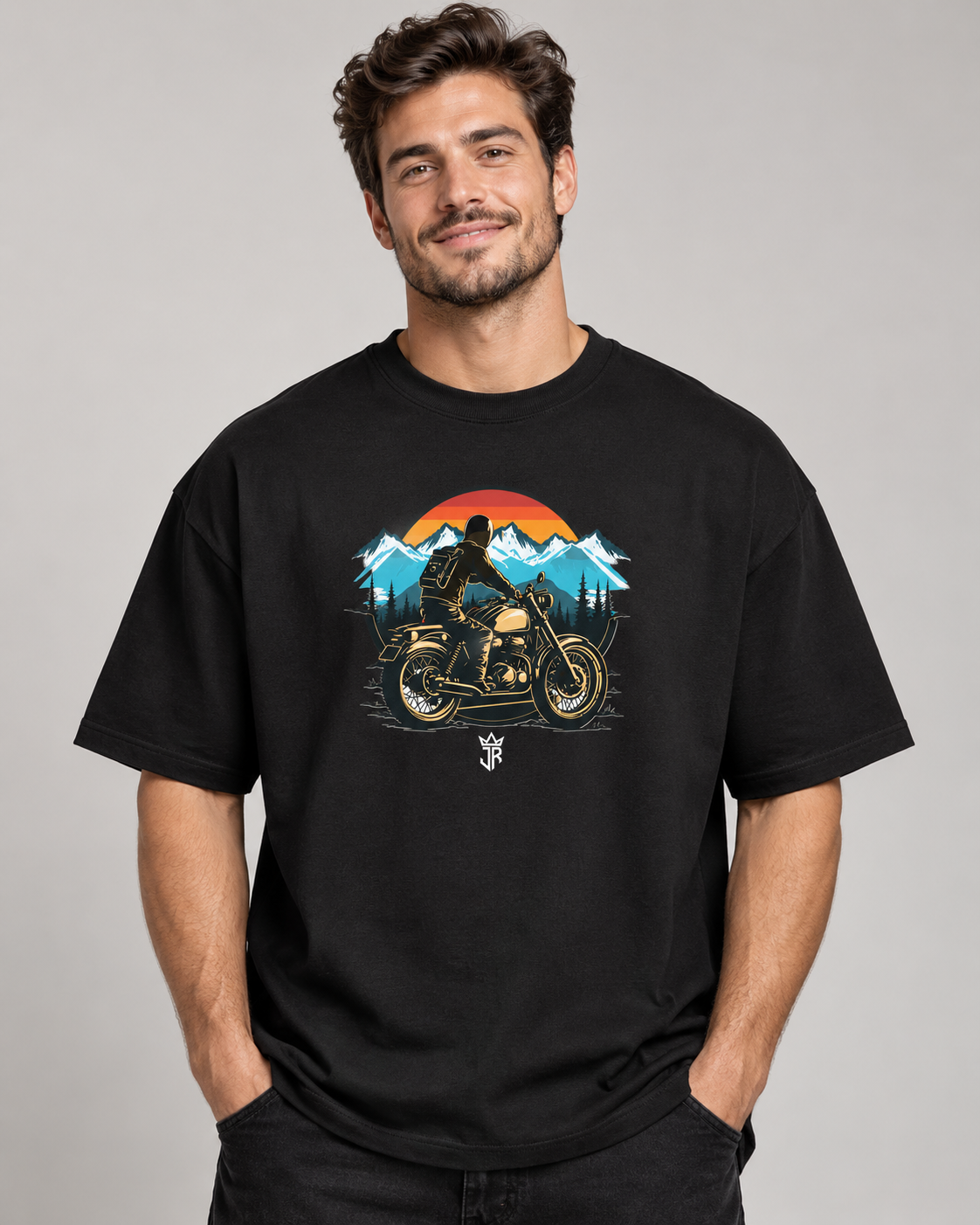 ROADBORN Mountain Rider Oversized Biker T-Shirt