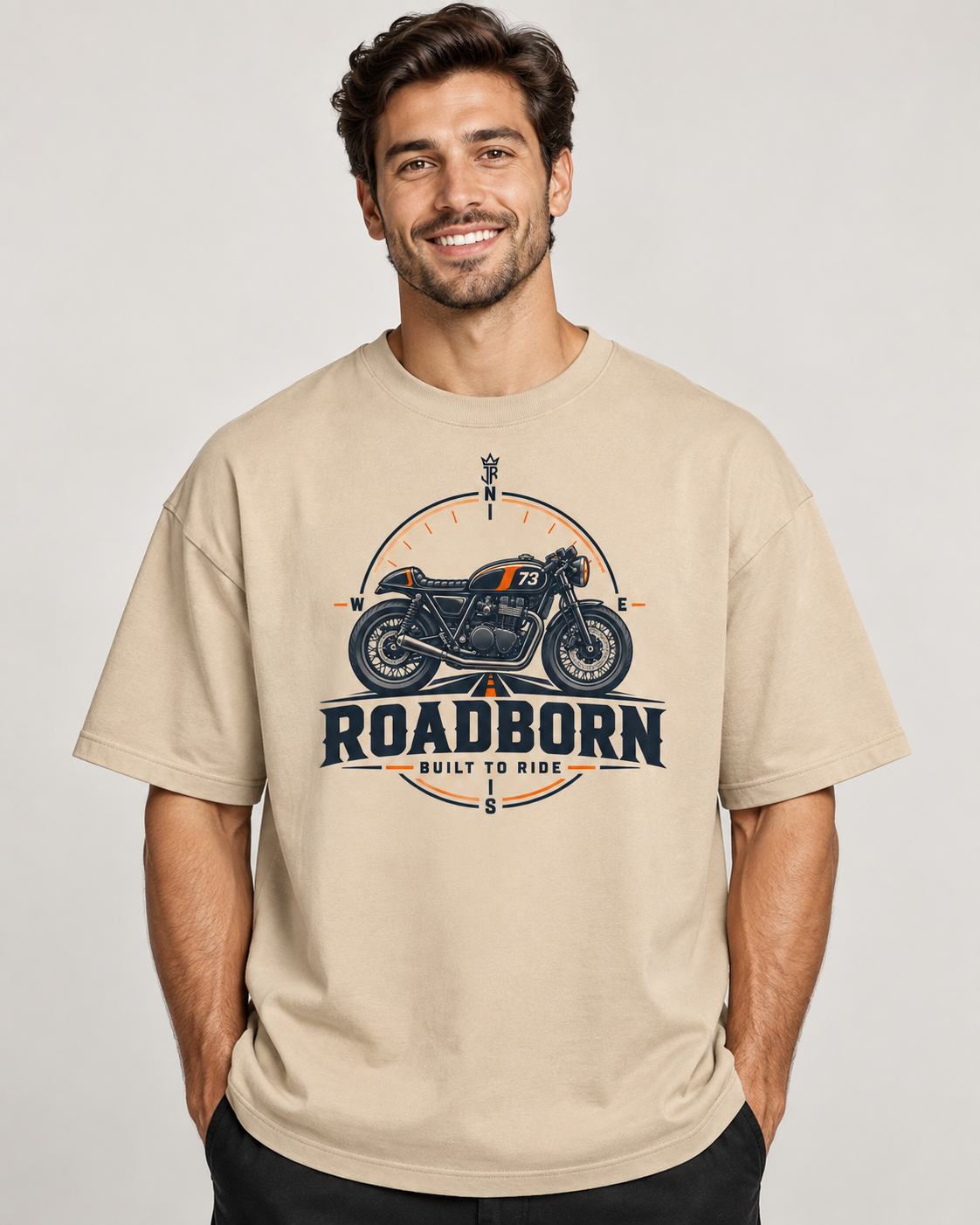 ROADBORN Built to Ride Oversized Biker T-Shirt