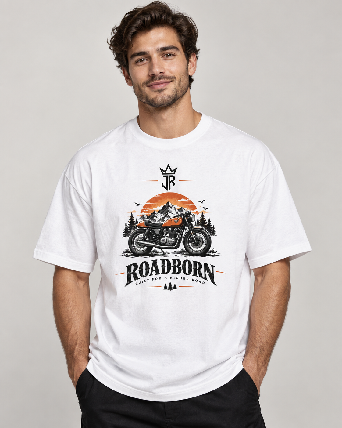 ROADBORN Motorcycle Oversized Graphic T-Shirt