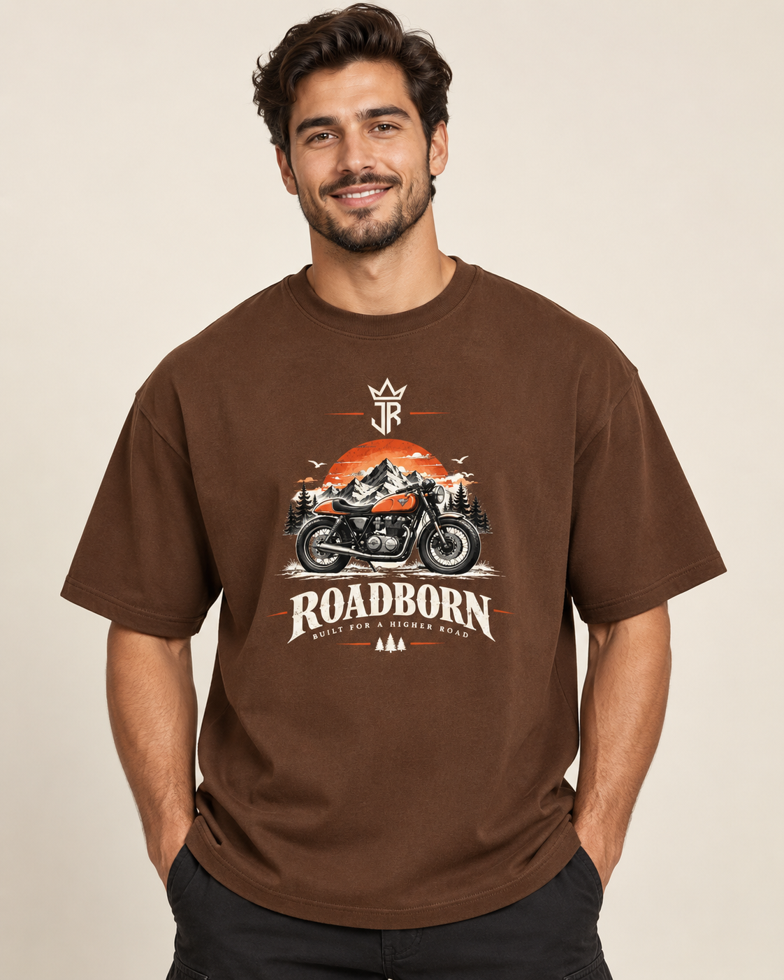 ROADBORN Motorcycle Oversized Graphic T-Shirt