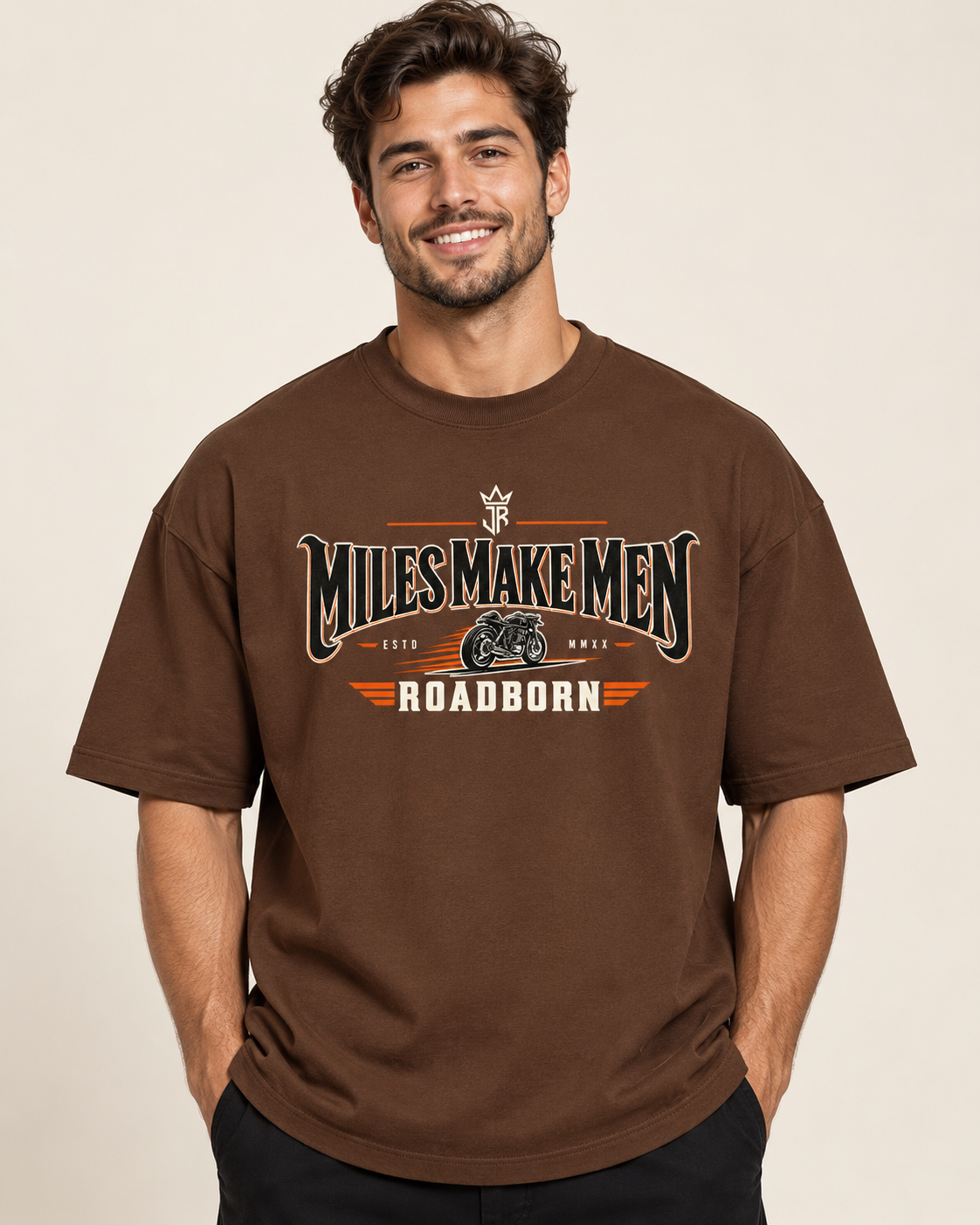 MILES MAKE MEN ROADBORN Oversized Biker T-Shirt