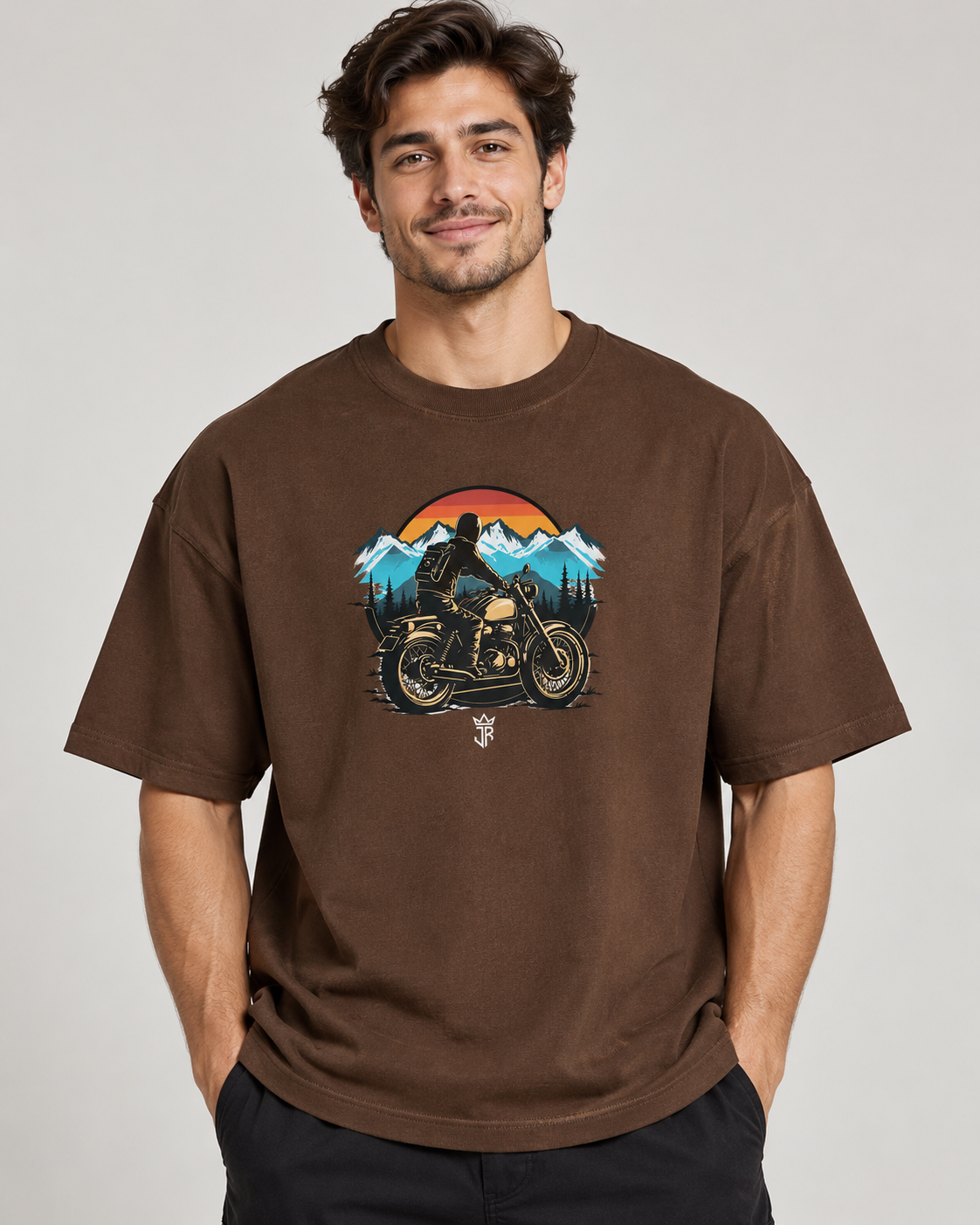 ROADBORN Mountain Rider Oversized Biker T-Shirt