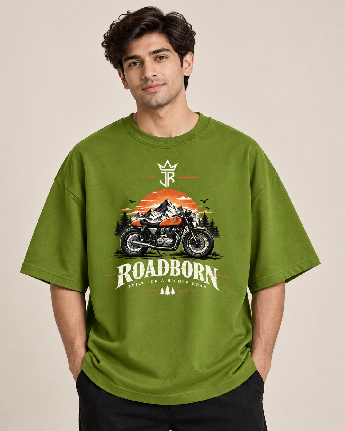 ROADBORN Motorcycle Oversized Graphic T-Shirt