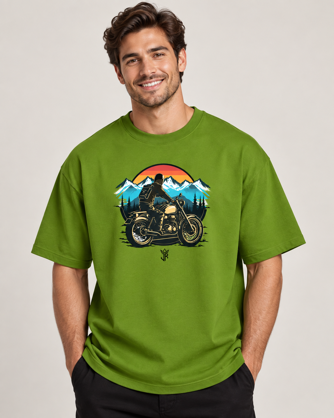ROADBORN Mountain Rider Oversized Biker T-Shirt