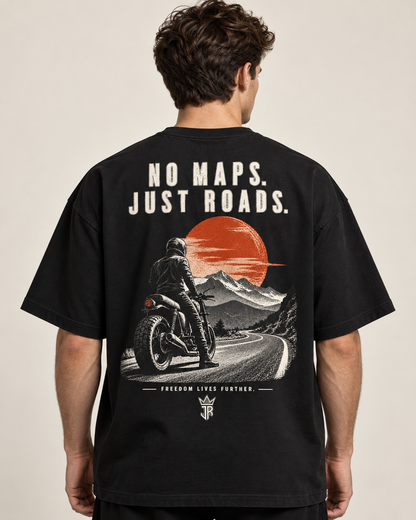 JUST ROADS. Oversized Biker T-Shirt