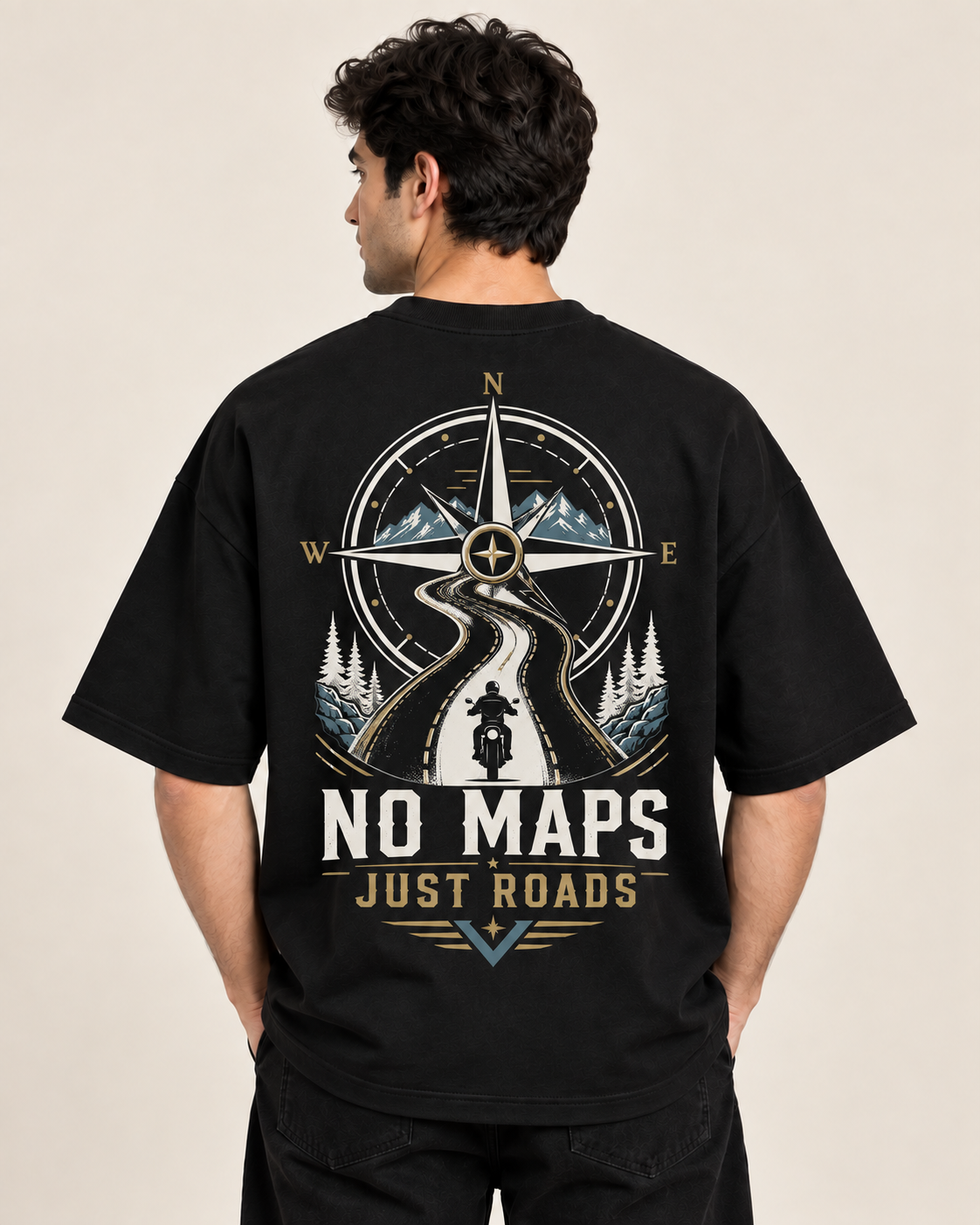 RIDE TRUE – No Maps Oversized Biker T-Shirt