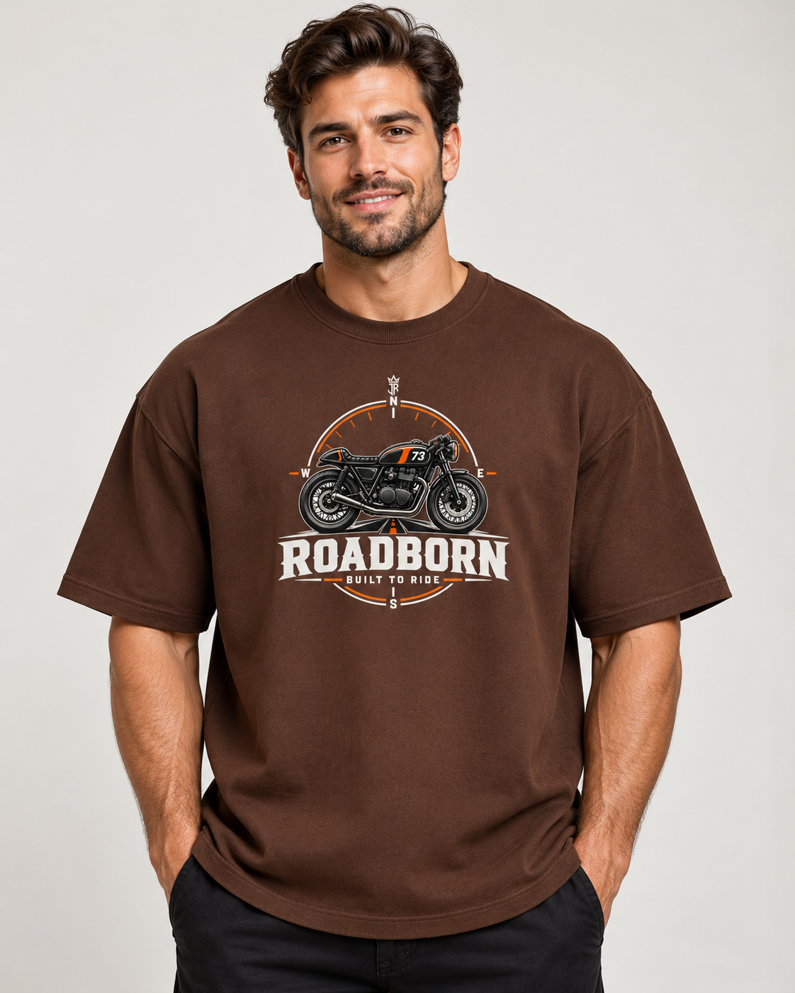 ROADBORN Built to Ride Oversized Biker T-Shirt