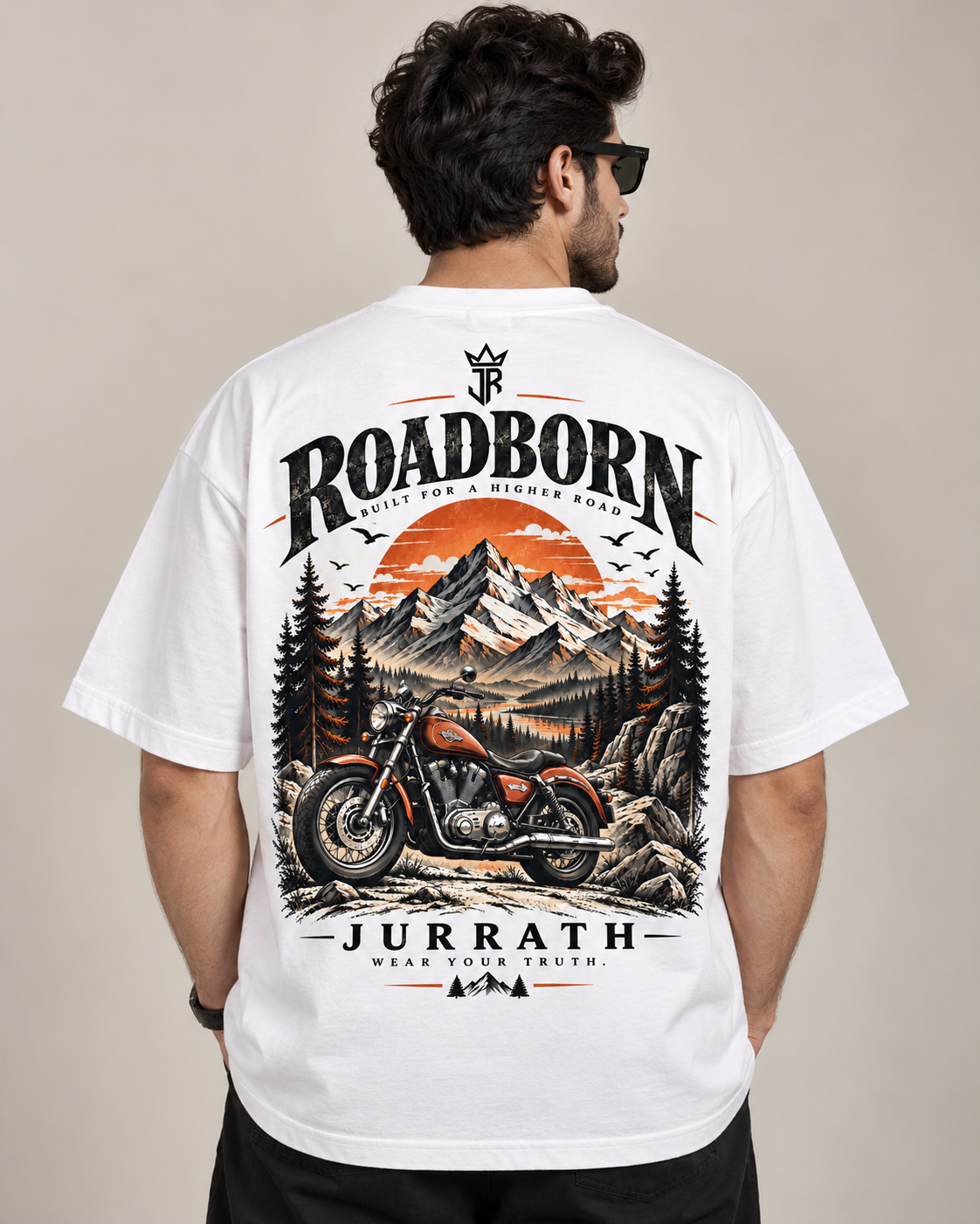 ROADBORN Motorcycle Oversized Graphic T-Shirt