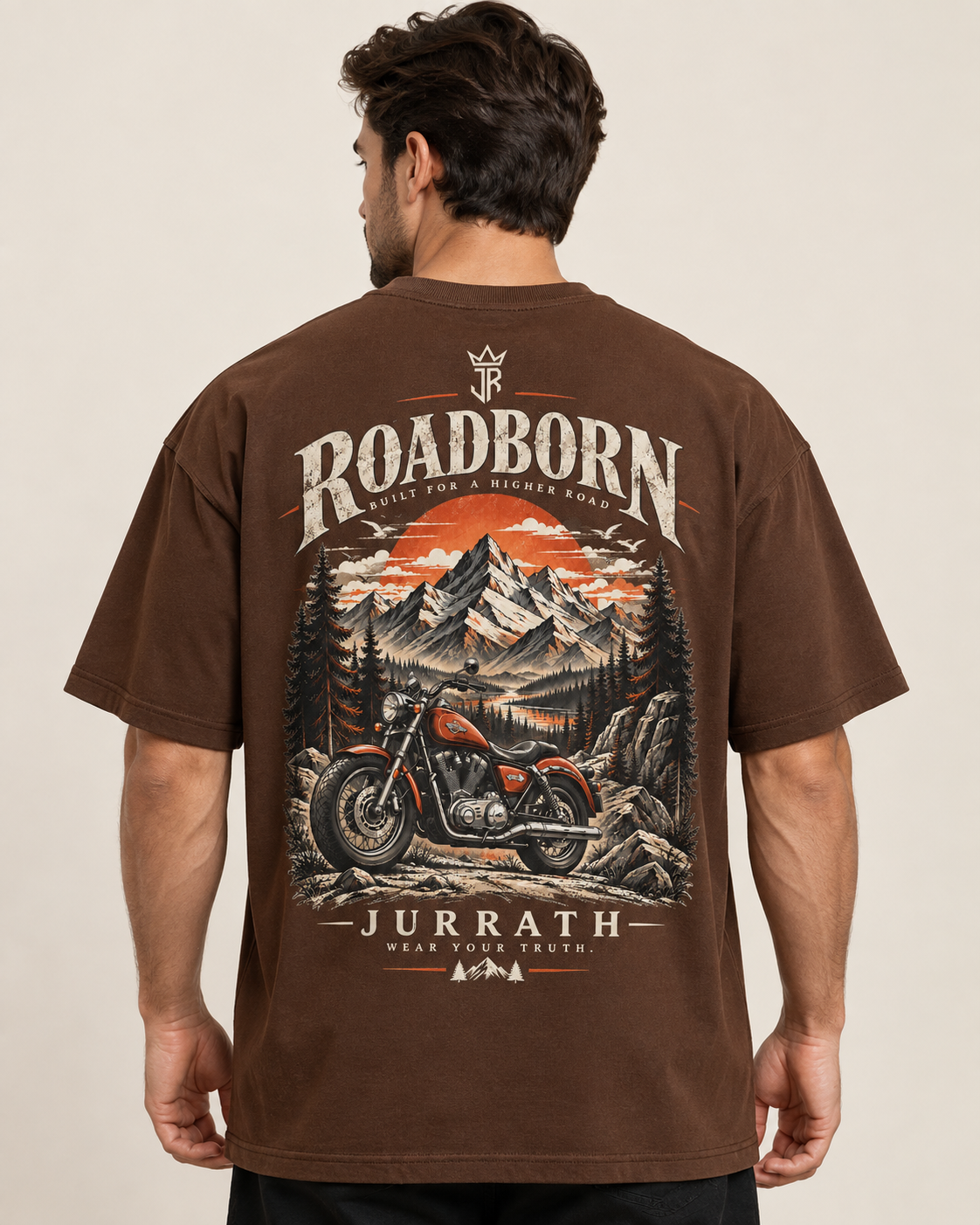 ROADBORN Motorcycle Oversized Graphic T-Shirt