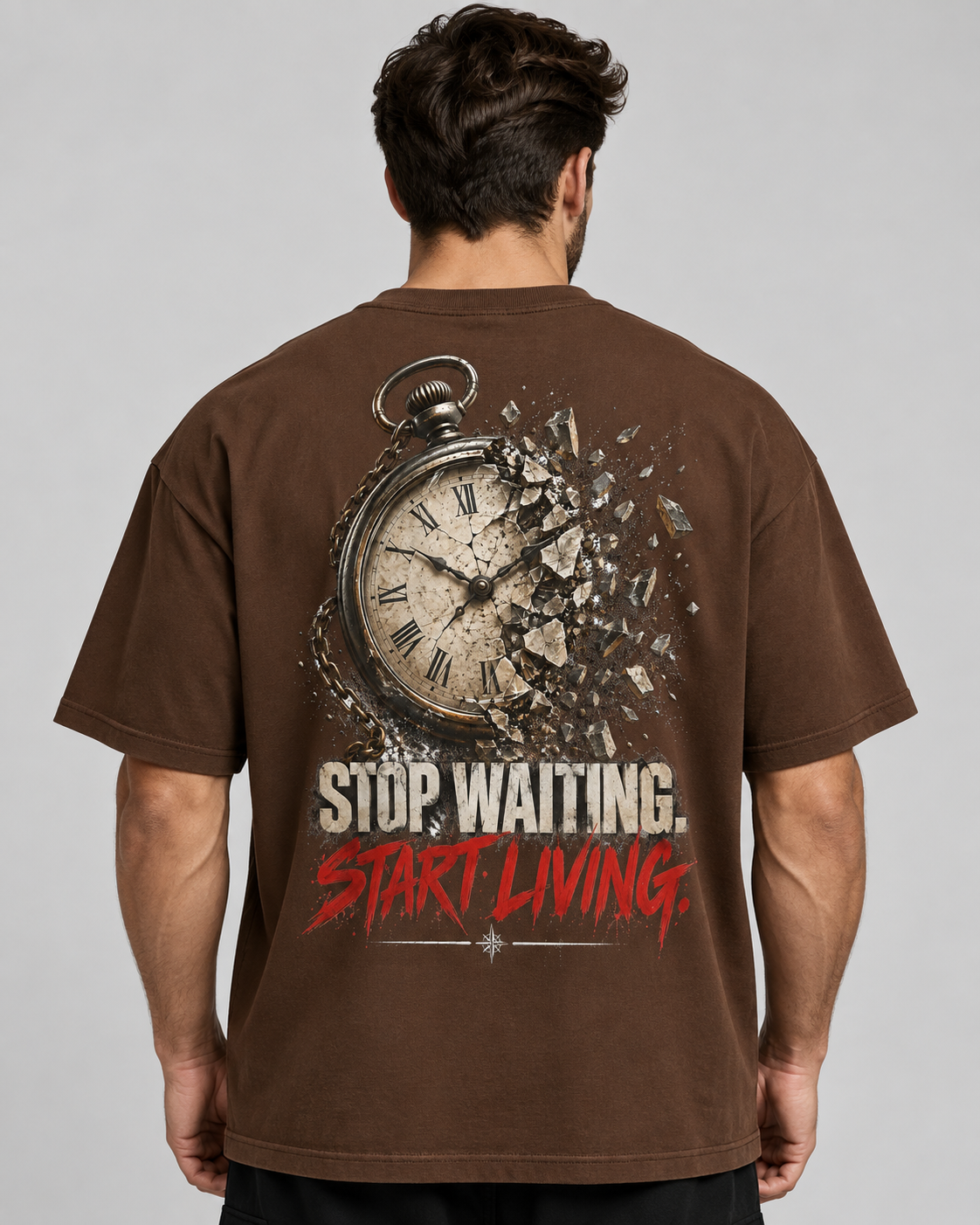 STOP WAITING. START LIVING. Oversized Graphic T-Shirt