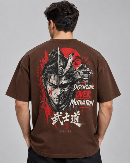 DISCIPLINE OVER MOTIVATION Oversized Graphic T-Shirt