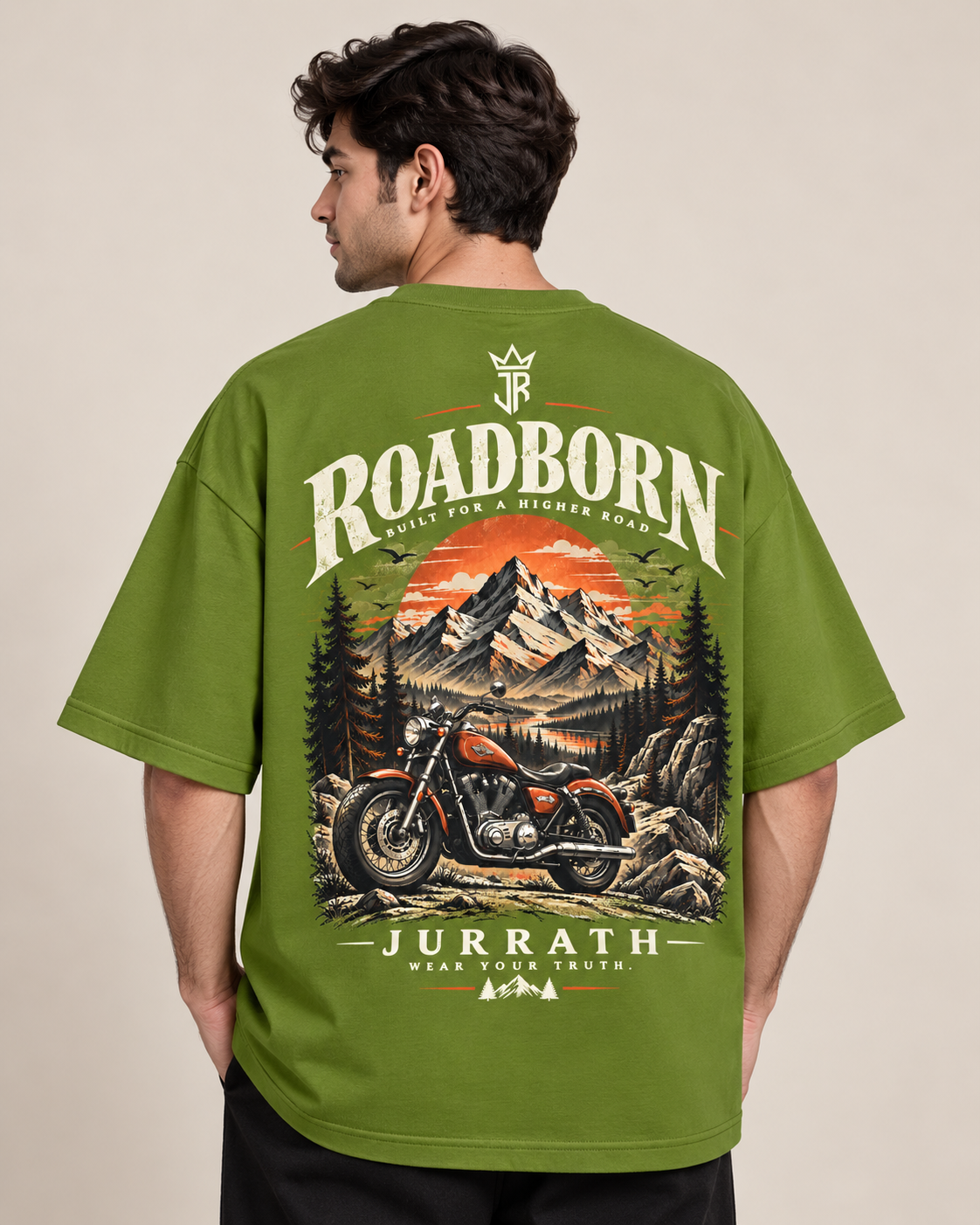 ROADBORN Motorcycle Oversized Graphic T-Shirt