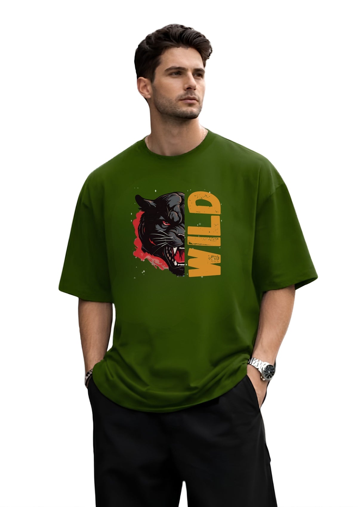 WILD PANTHER Oversized Graphic T-Shirt